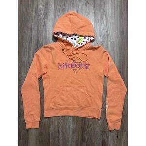 Y2K Billabong Logo Orange Women Hoodie Size S